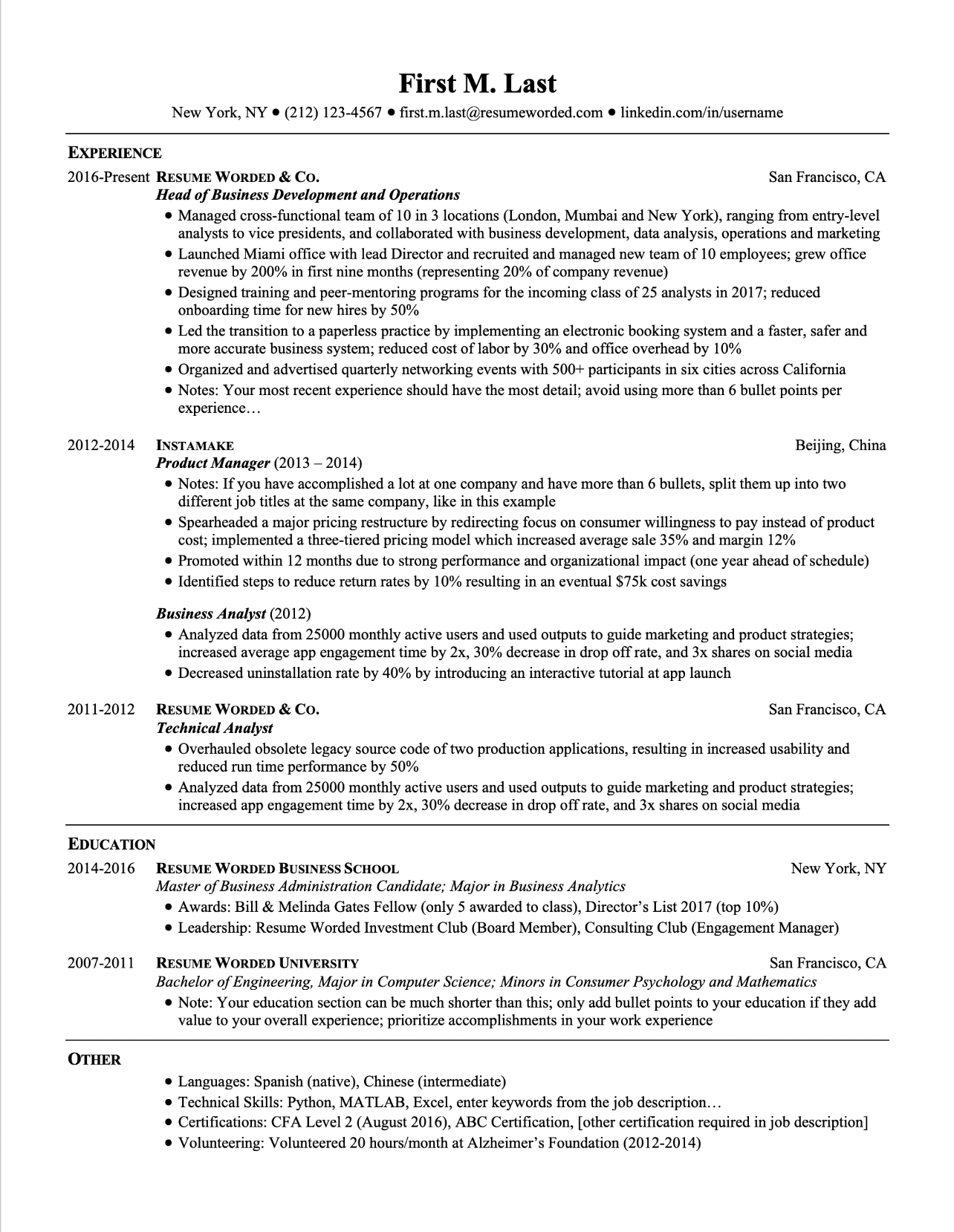 Screenshot of a modern resume template for graduates and experienced hires, updated for 2025