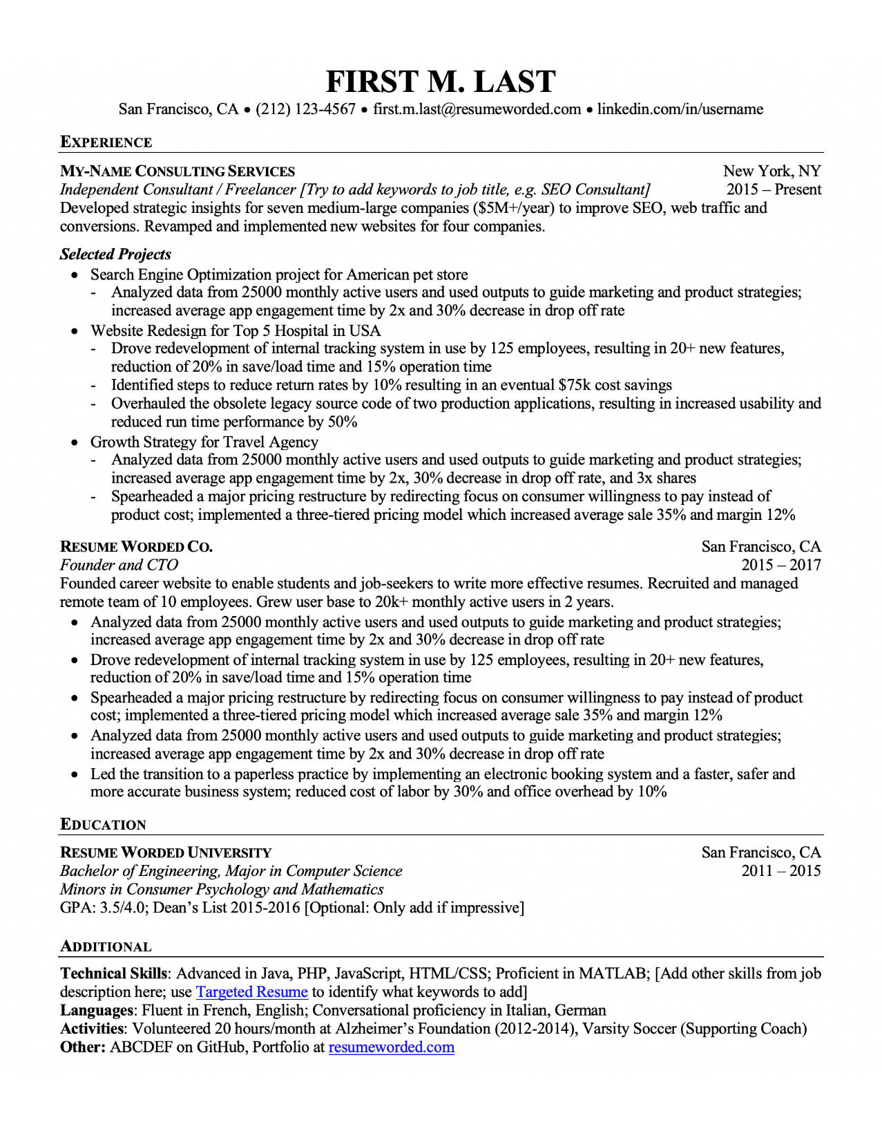 ATS Resume Templates, available in Word and Google Docs