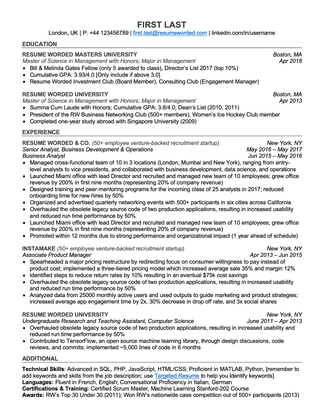 Downloadable free resume template for recent grads
