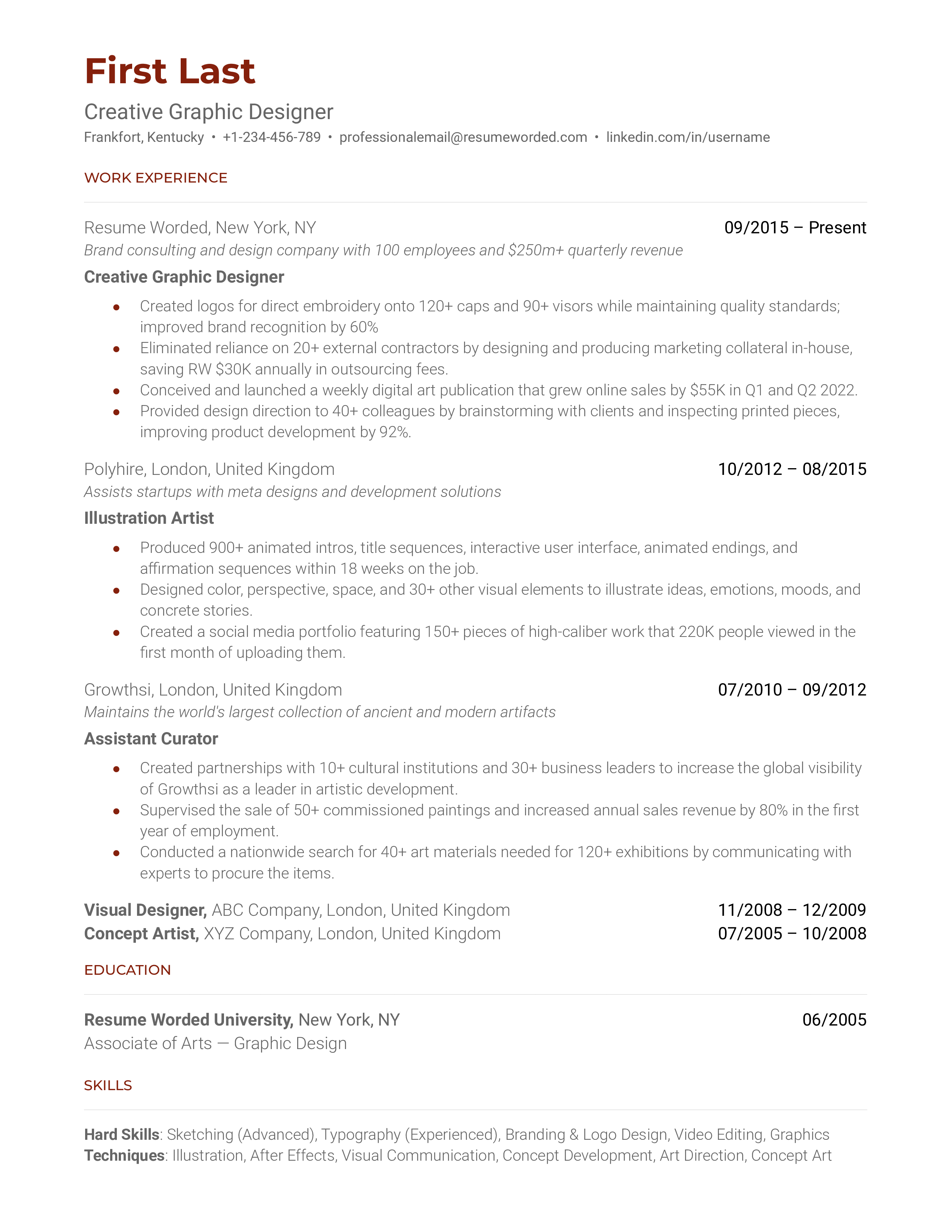 Creative Graphic Designer  Resume Sample