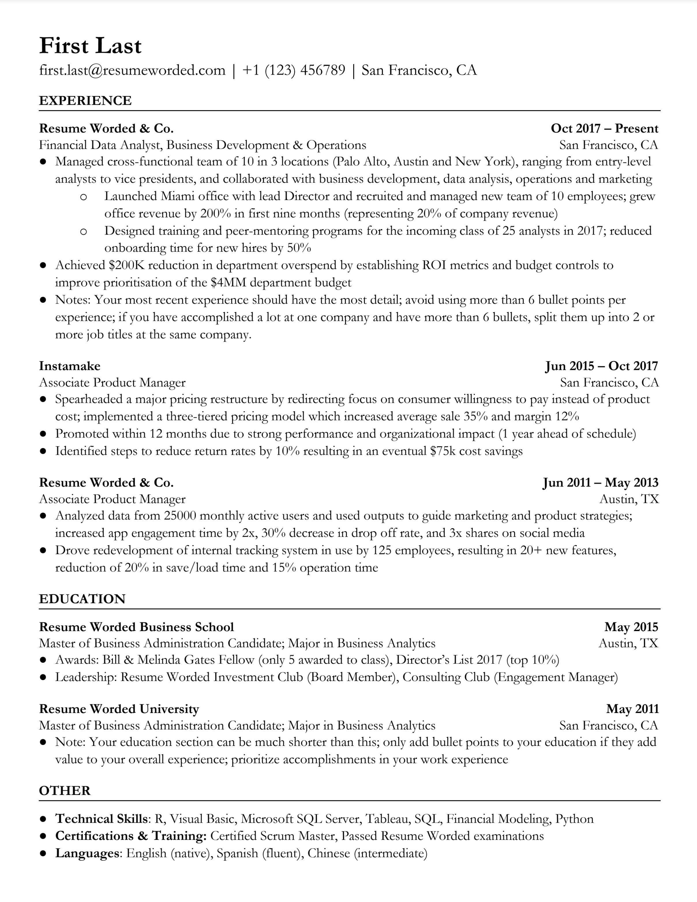 Professional Resume Sample