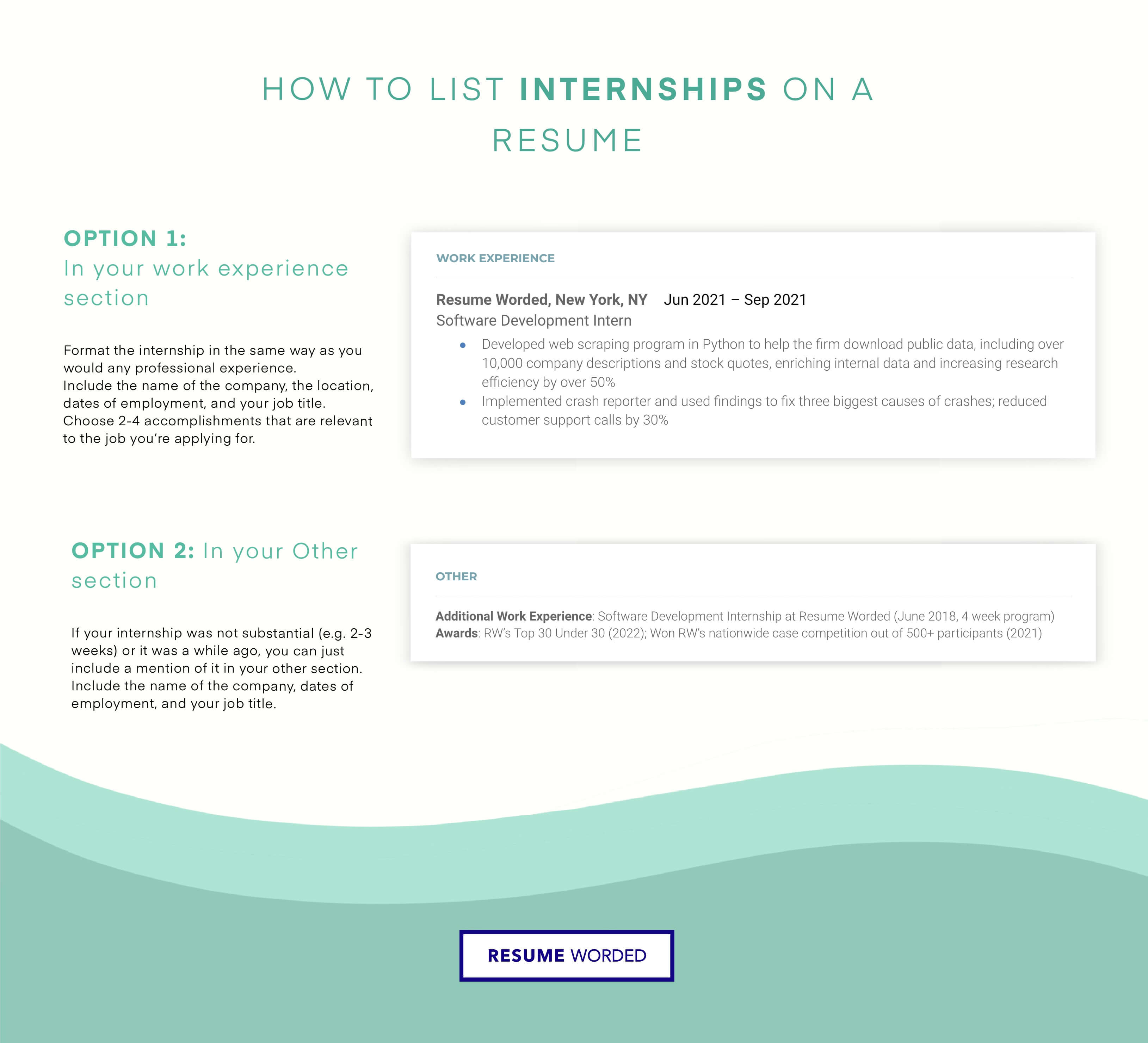 Internships and university projects relevant to graphic design - Junior Graphic Designer Resume