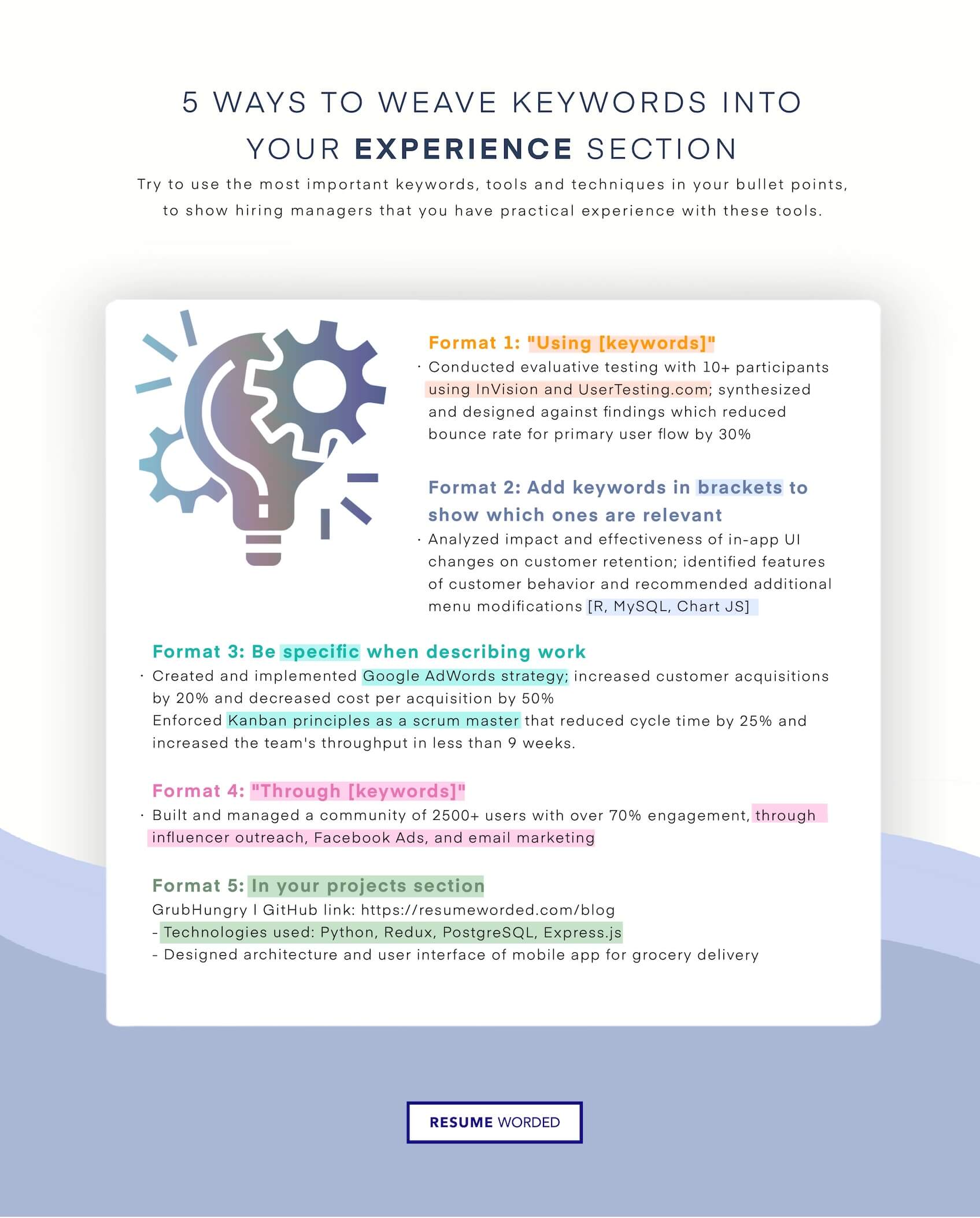 Include AWS and cloud keywords to optimize your resume. - AWS DevOps Engineer Resume
