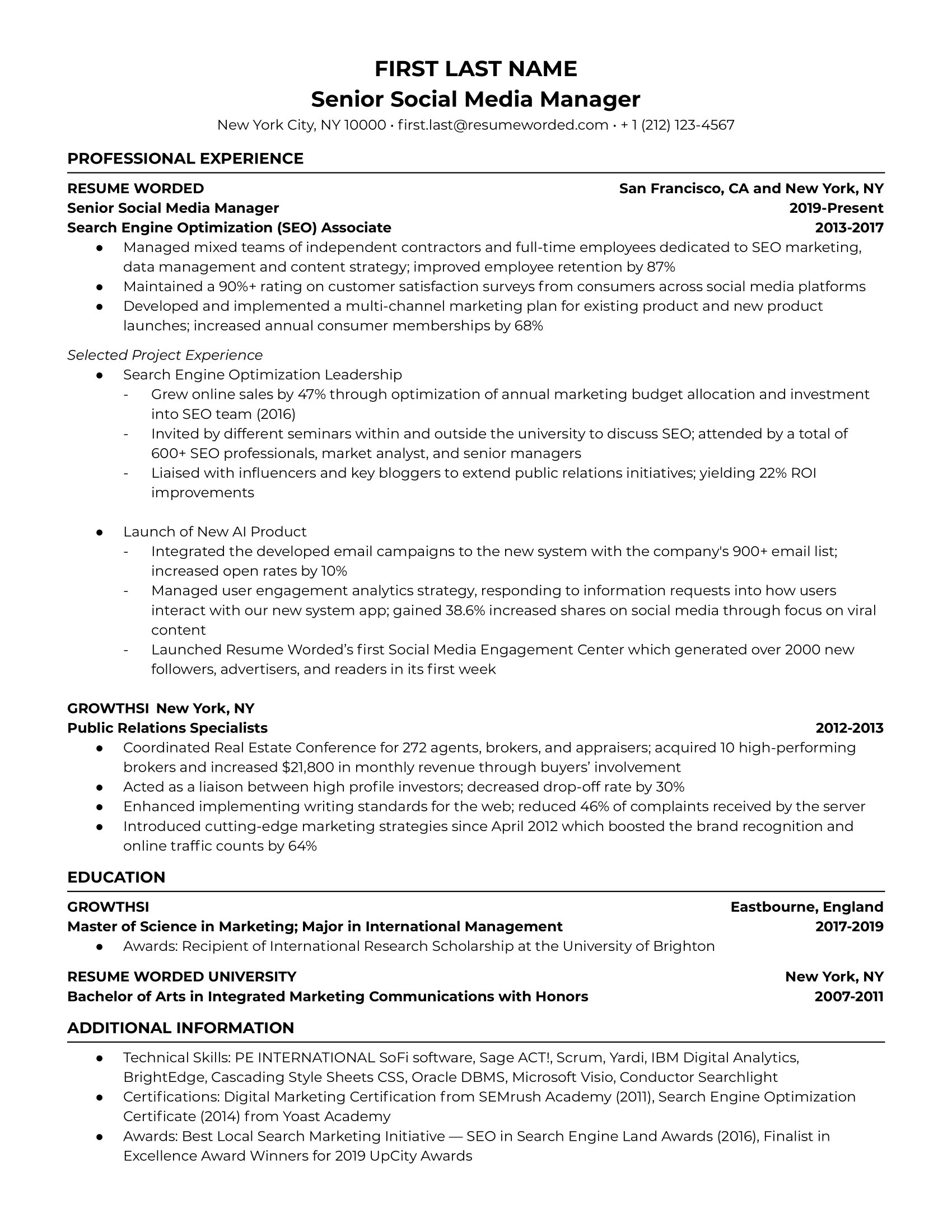 Modern (Free) Resume Sample