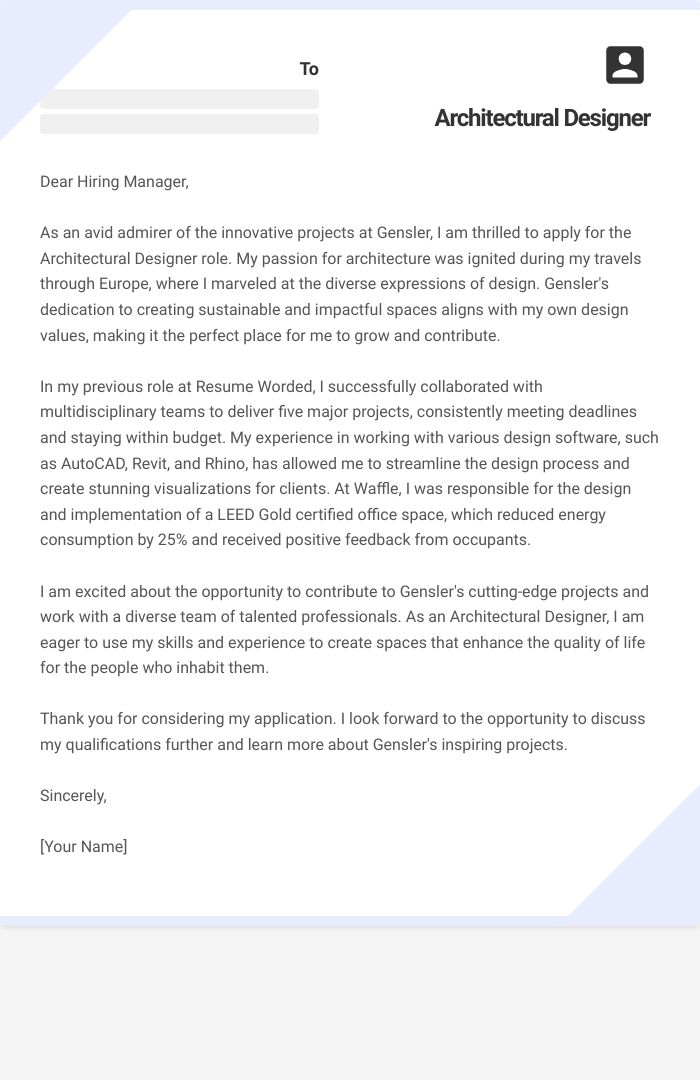 Architectural Designer Cover Letter