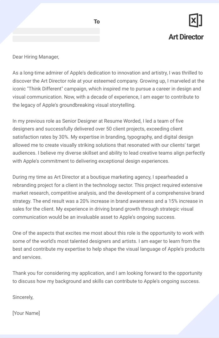 Art Director Cover Letter