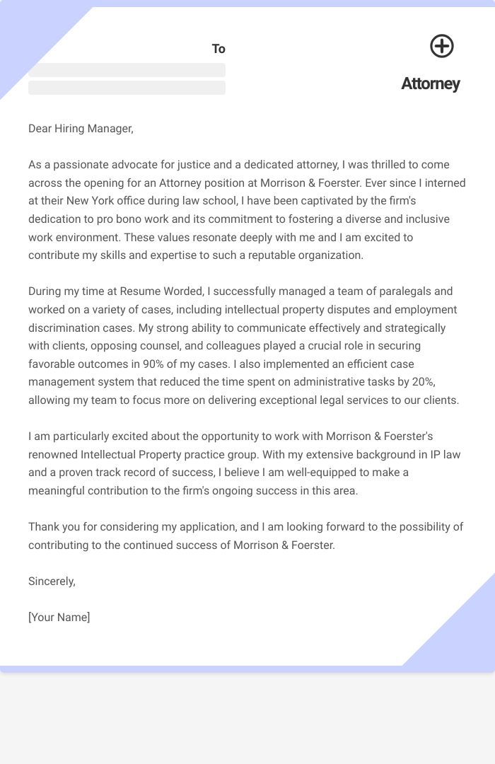 Attorney Cover Letter