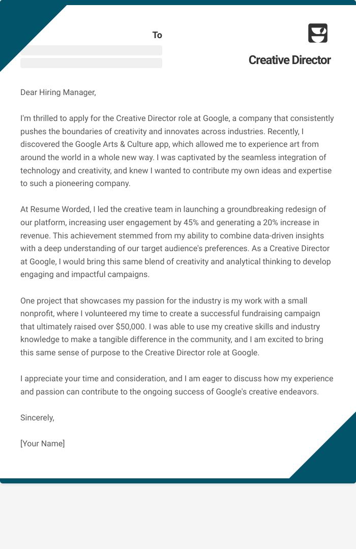 Creative Director Cover Letter