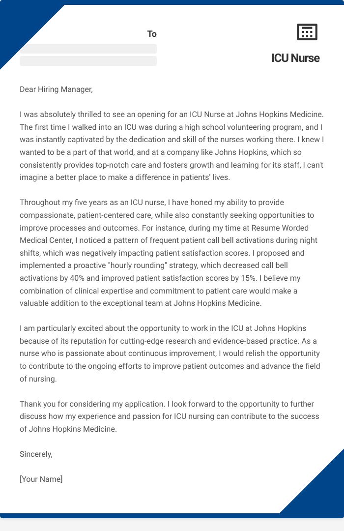 ICU Nurse Cover Letter