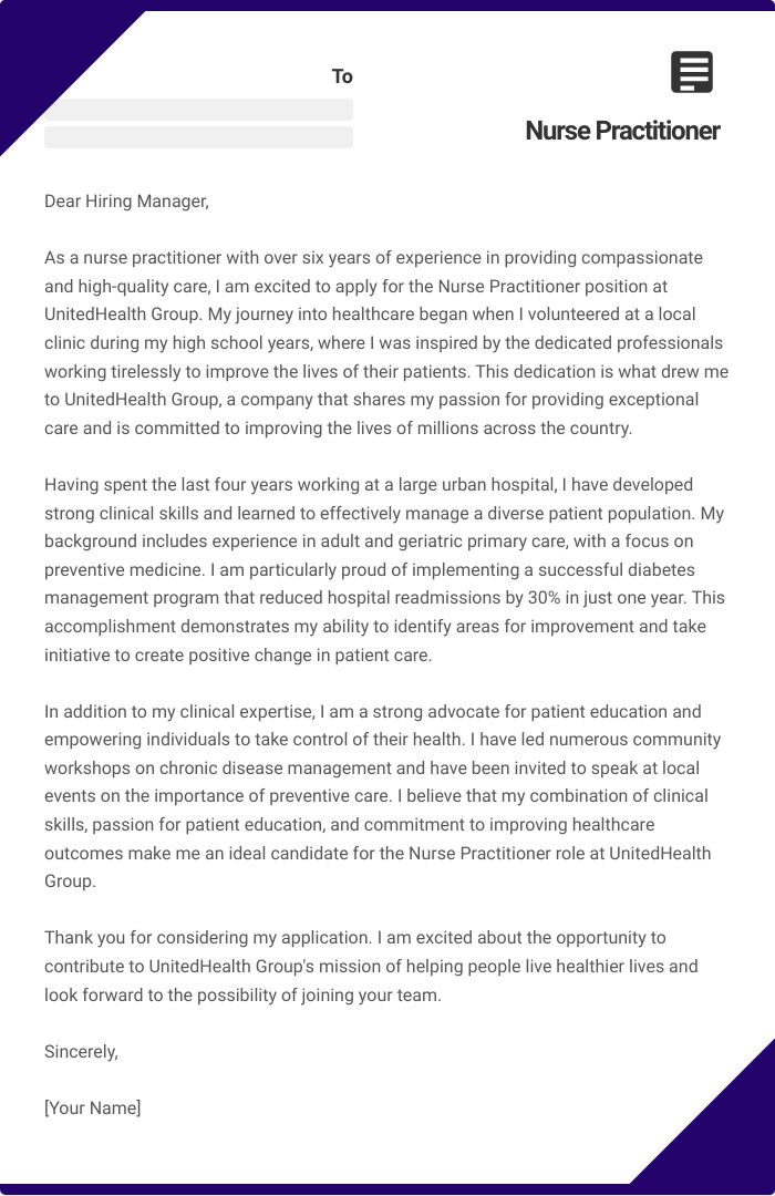 Nurse Practitioner Cover Letter