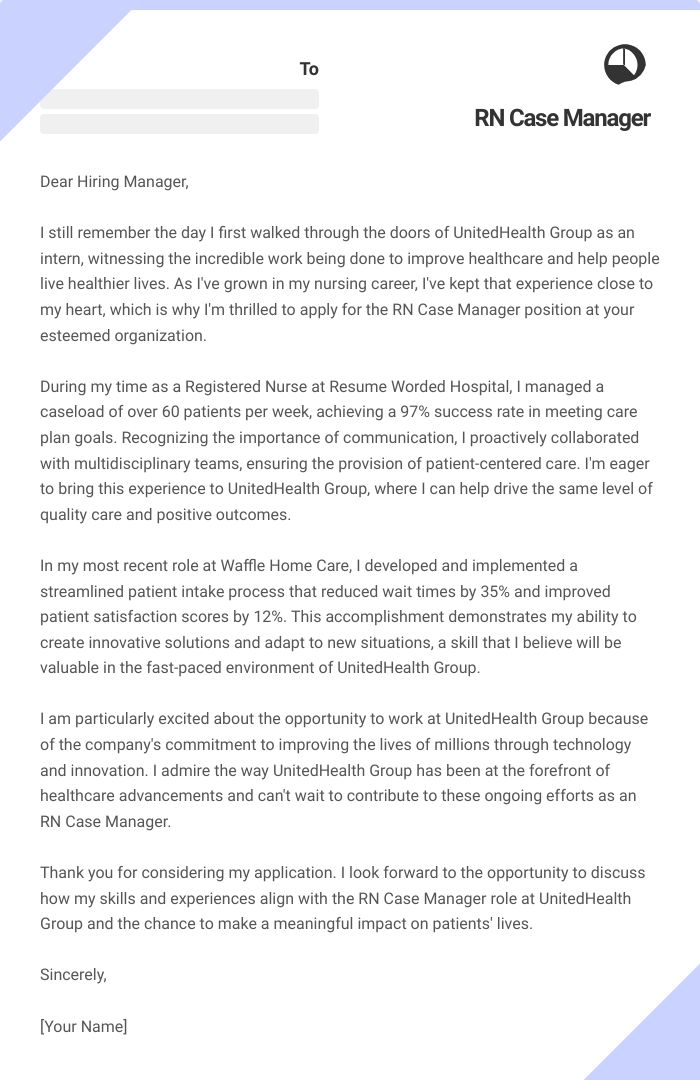 RN Case Manager Cover Letter