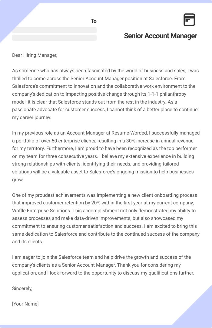 Senior Account Manager Cover Letter